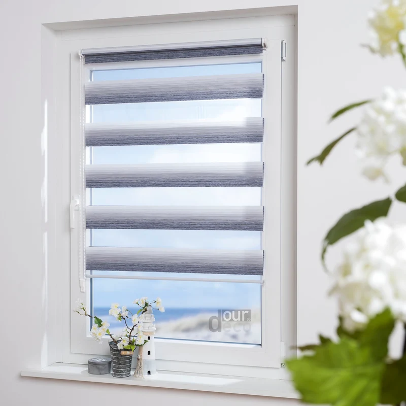 ourdeco® Doppel-Rollo Streifen und Farbverlauf, Duo-Rollo, lichtdurchlässig, blickdicht, Montage ohne Bohren, verschiedene Größen