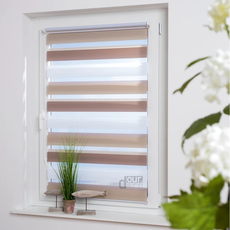 ourdeco® Doppel-Rollo Streifen und Farbverlauf, Duo-Rollo, lichtdurchlässig, blickdicht, Montage ohne Bohren, verschiedene Größen