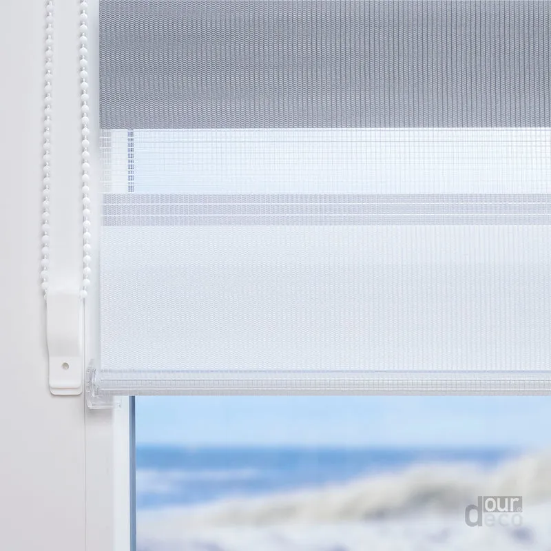 ourdeco® Doppel-Rollo Streifen und Farbverlauf, Duo-Rollo, lichtdurchlässig, blickdicht, Montage ohne Bohren, verschiedene Größen