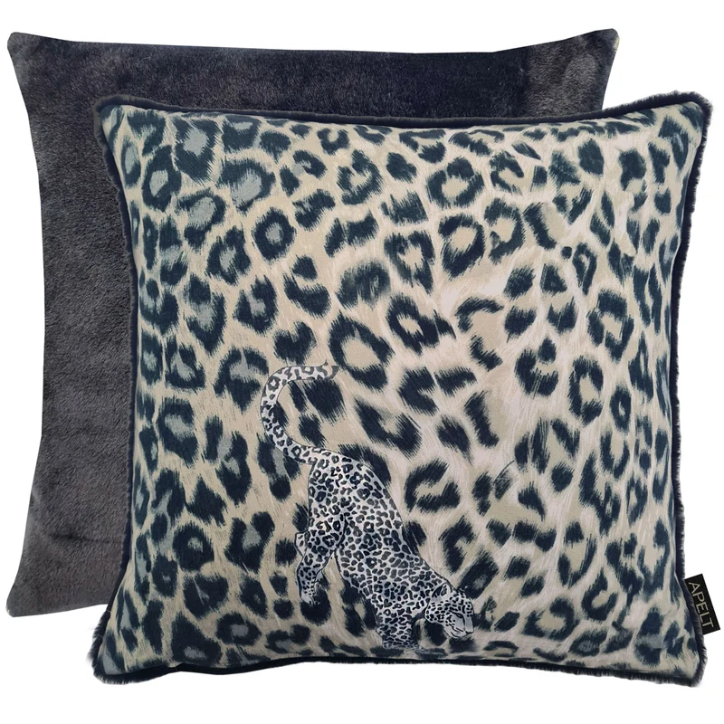 APELT Maurice Kissenbezug Fake Fur Uni mit Leoprint