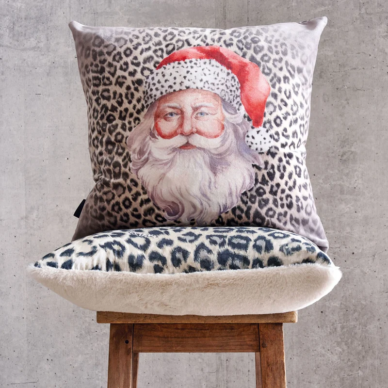 APELT Maurice Kissenbezug Fake Fur Uni mit Leoprint