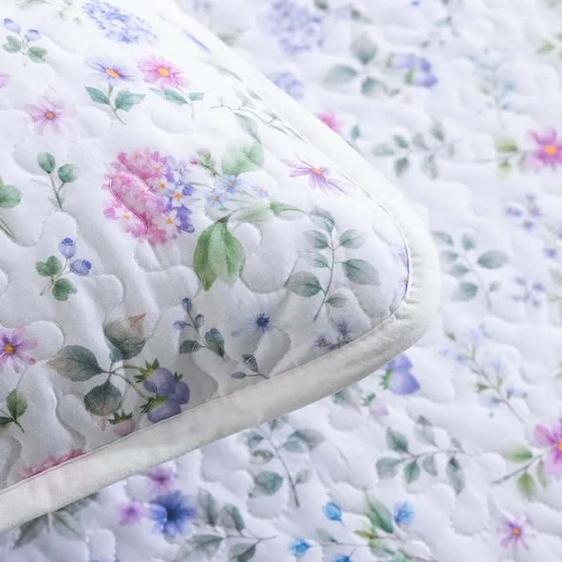 Aquarell-Wildblumen-Baumwoll-Quilt-Set