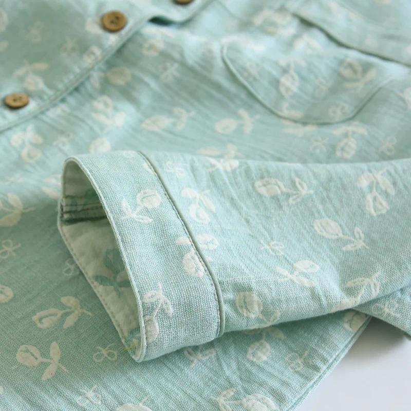 Pyjama-Set aus Baumwollgaze mit Blättermuster