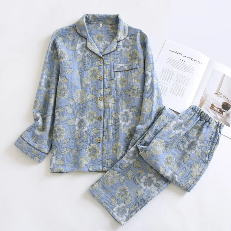 Luftiges Loungewear-Set aus Baumwollgaze mit Blumenmuster