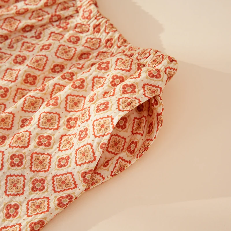 Loungewear-Set aus Baumwolle mit geometrischem Rüschenbesatz