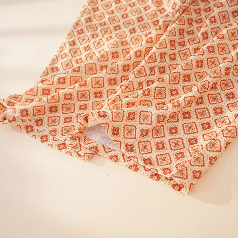 Loungewear-Set aus Baumwolle mit geometrischem Rüschenbesatz