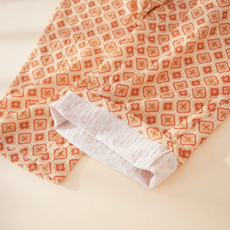 Loungewear-Set aus Baumwolle mit geometrischem Rüschenbesatz