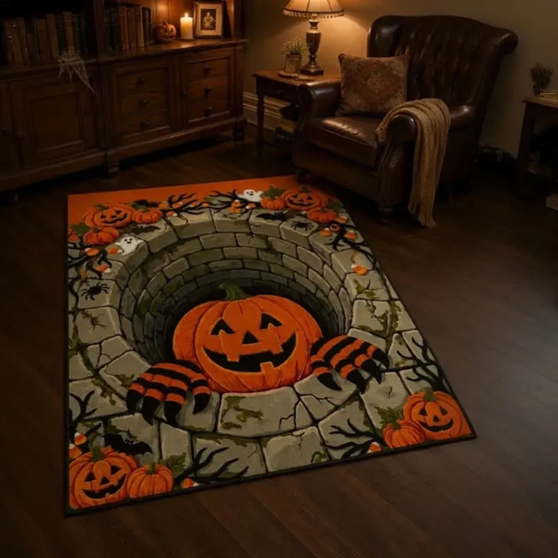 3D Halloween Kürbis Optische Täuschung Teppich