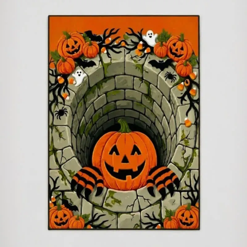 3D Halloween Kürbis Optische Täuschung Teppich