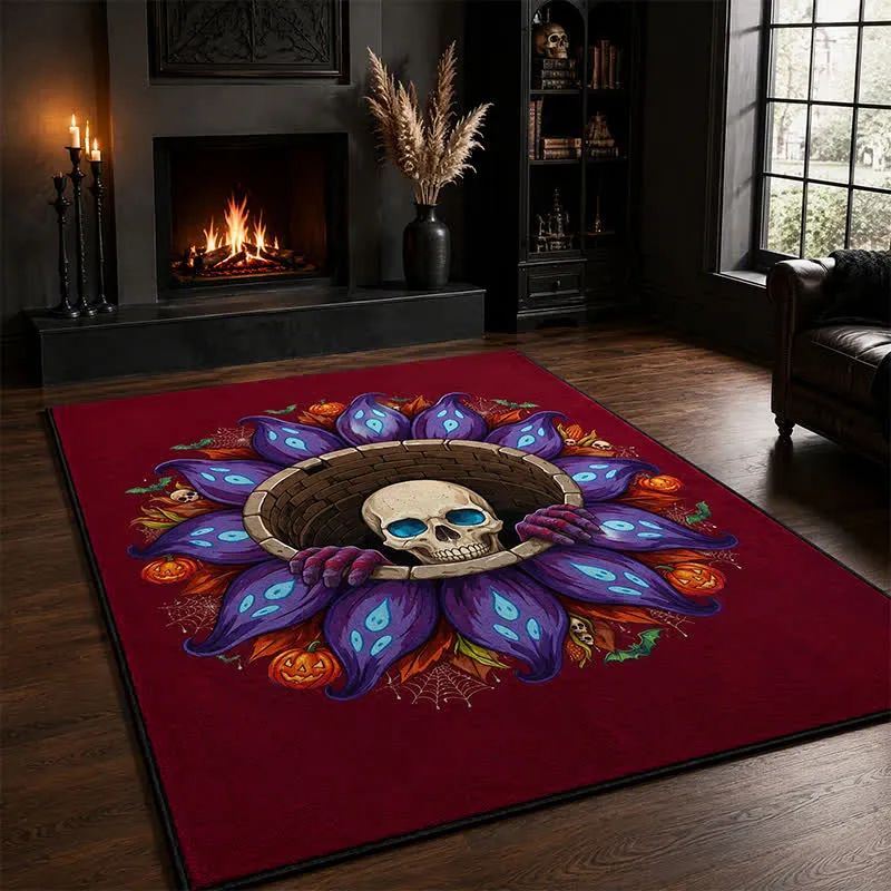 Gothic-Totenkopf-Teppich für Halloween, rutschfest