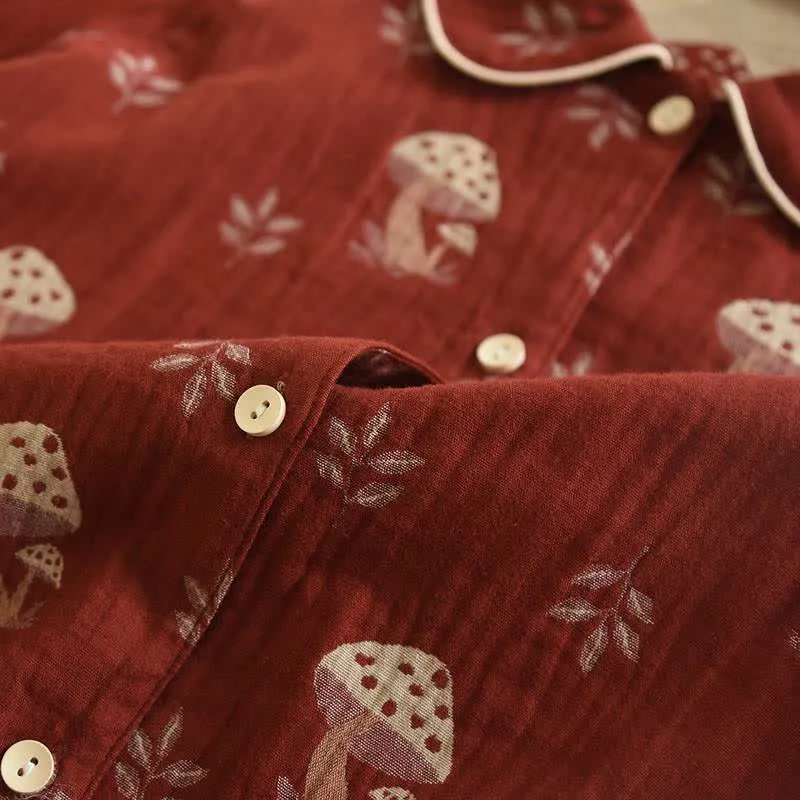 Vintage Loungewear-Set aus Baumwolle mit Pilzmuster