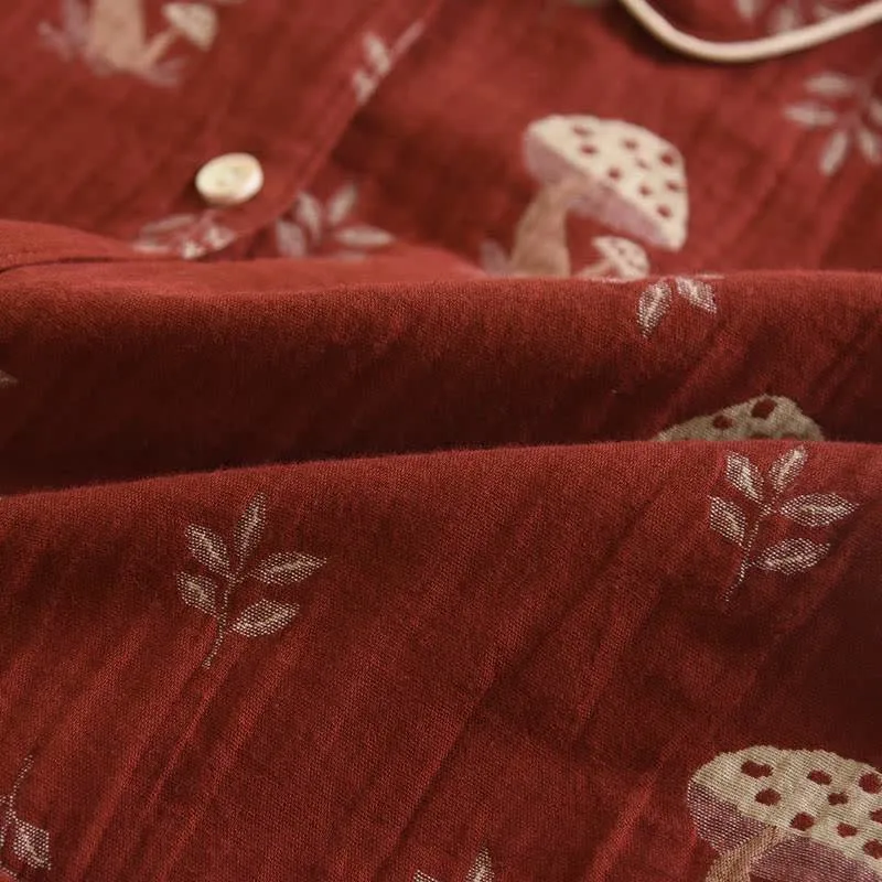 Vintage Loungewear-Set aus Baumwolle mit Pilzmuster