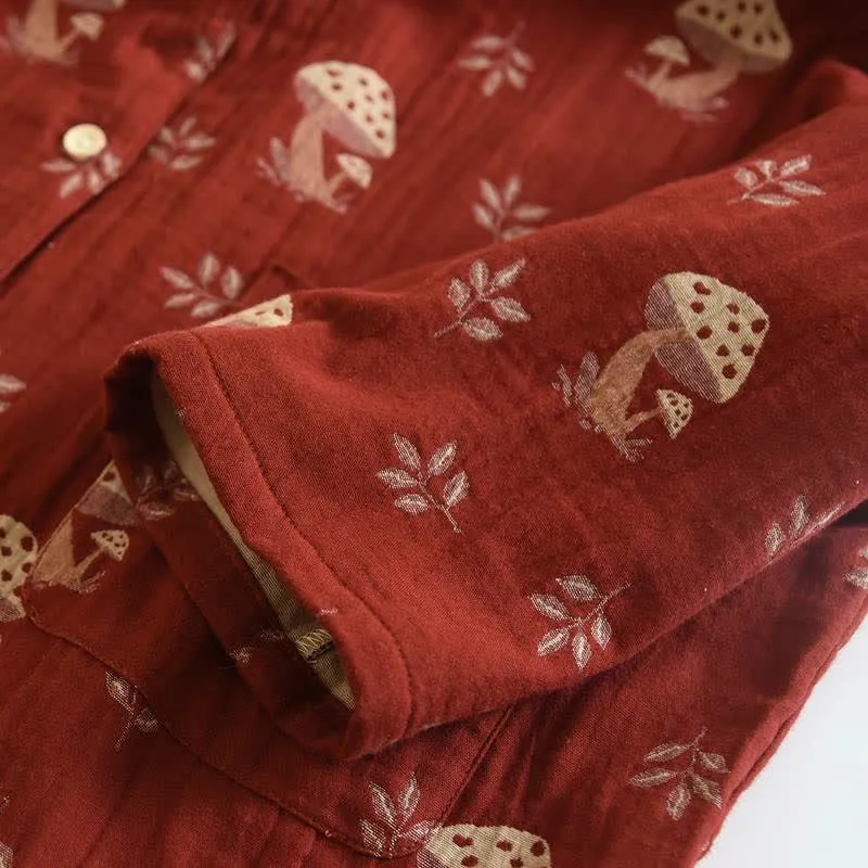 Vintage Loungewear-Set aus Baumwolle mit Pilzmuster