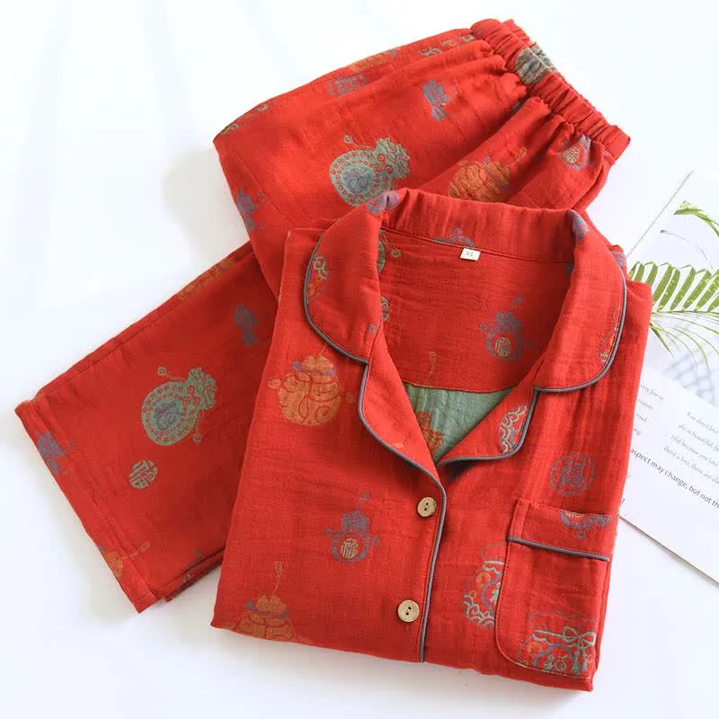 Loungewear-Set aus rotem Baumwoll-Glücksbeutel