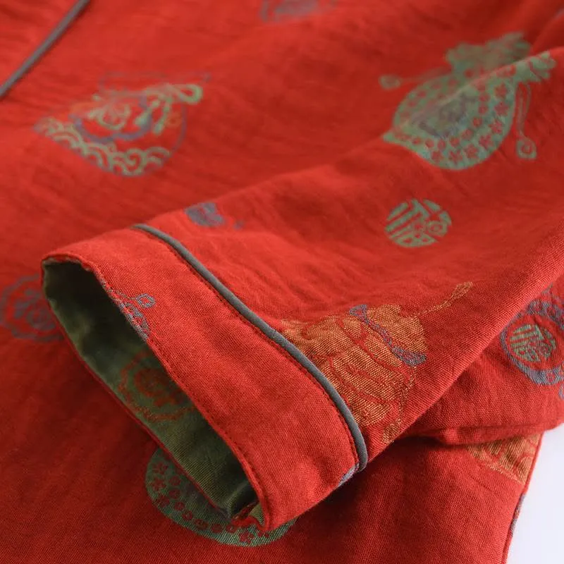 Loungewear-Set aus rotem Baumwoll-Glücksbeutel
