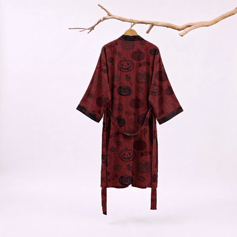 Gruseliger Kürbis-Bonbon-Baumwollkimono