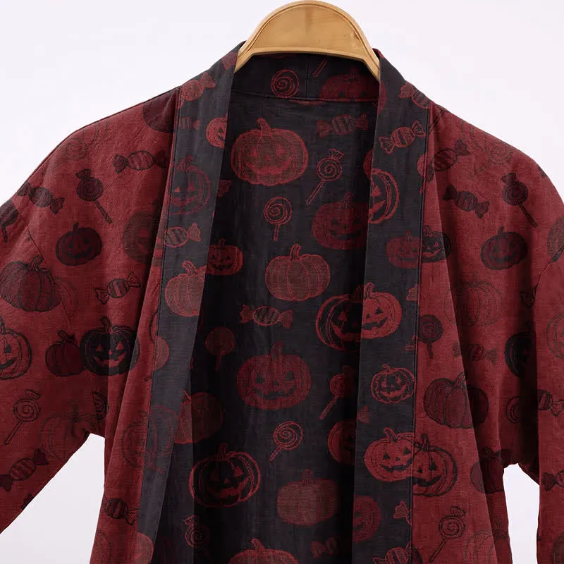 Gruseliger Kürbis-Bonbon-Baumwollkimono