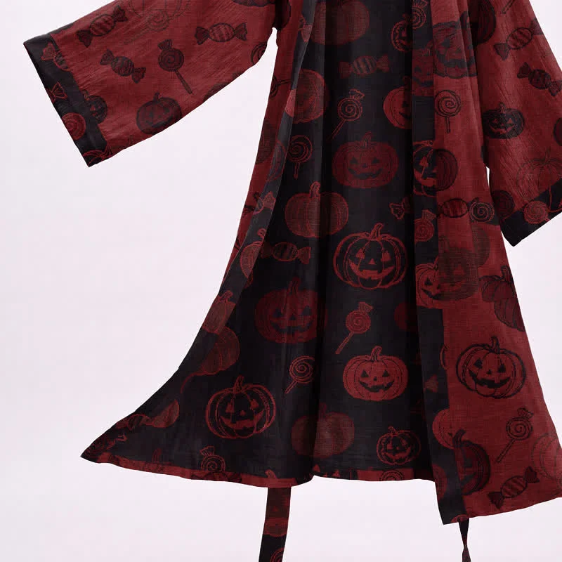 Gruseliger Kürbis-Bonbon-Baumwollkimono