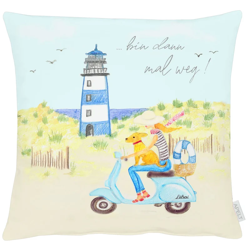 APELT 6745 Kissenbezug Liebevoll aquarelliertes Strandmotiv