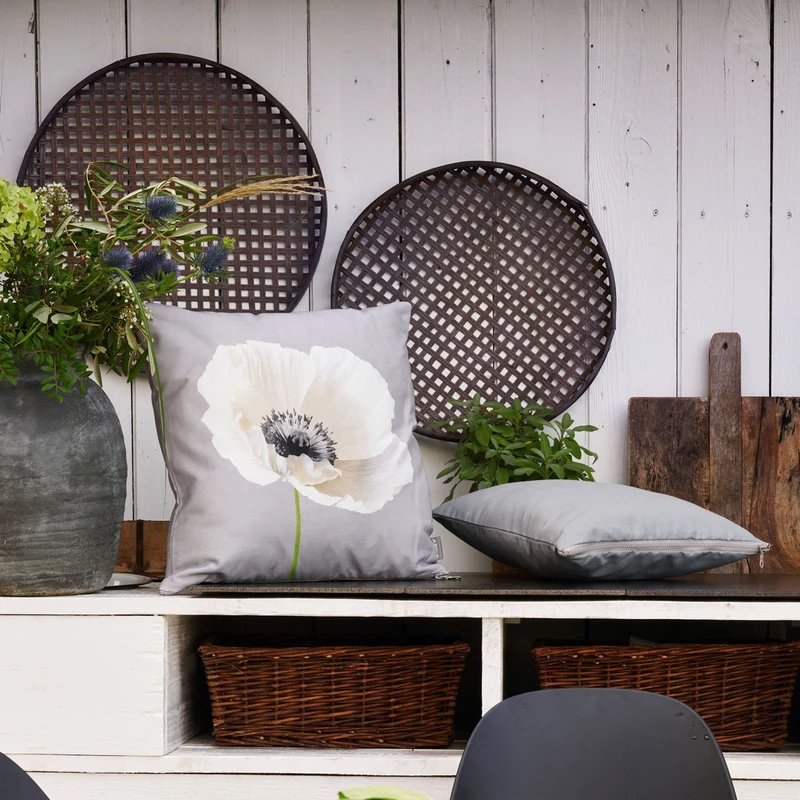 APELT 3805 Kissen elegante Mohnblüte Outdoor mit Fleckschutz