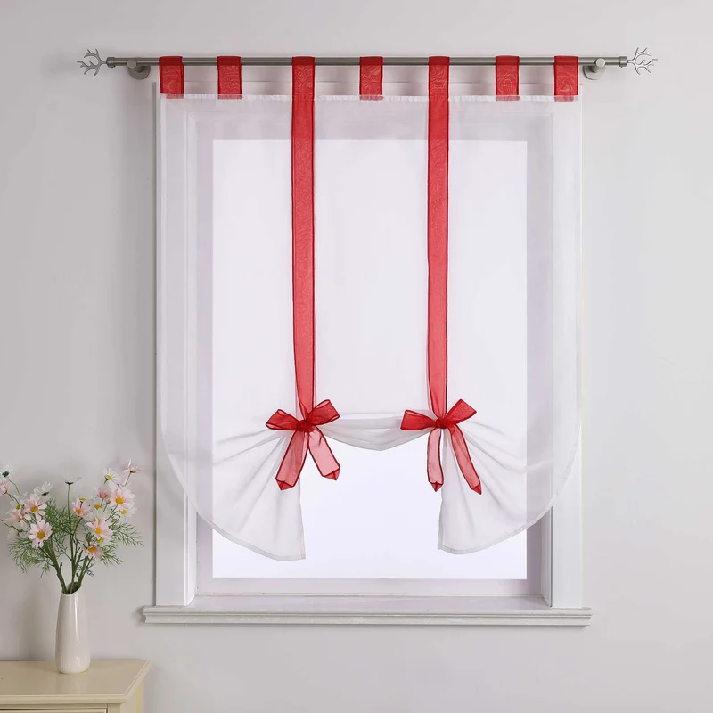 Rollo mit Schleifendesign transparent hochziehbar Fensterdeko 1 Stück