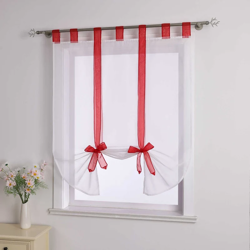 Rollo mit Schleifendesign transparent hochziehbar Fensterdeko 1 Stück