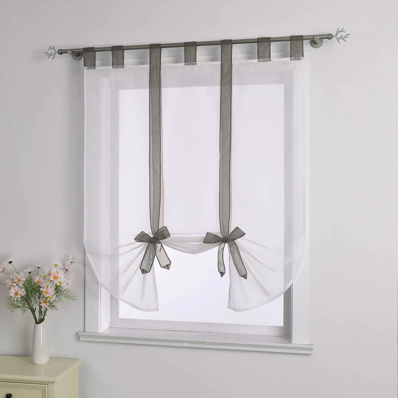 Rollo mit Schleifendesign transparent hochziehbar Fensterdeko 1 Stück