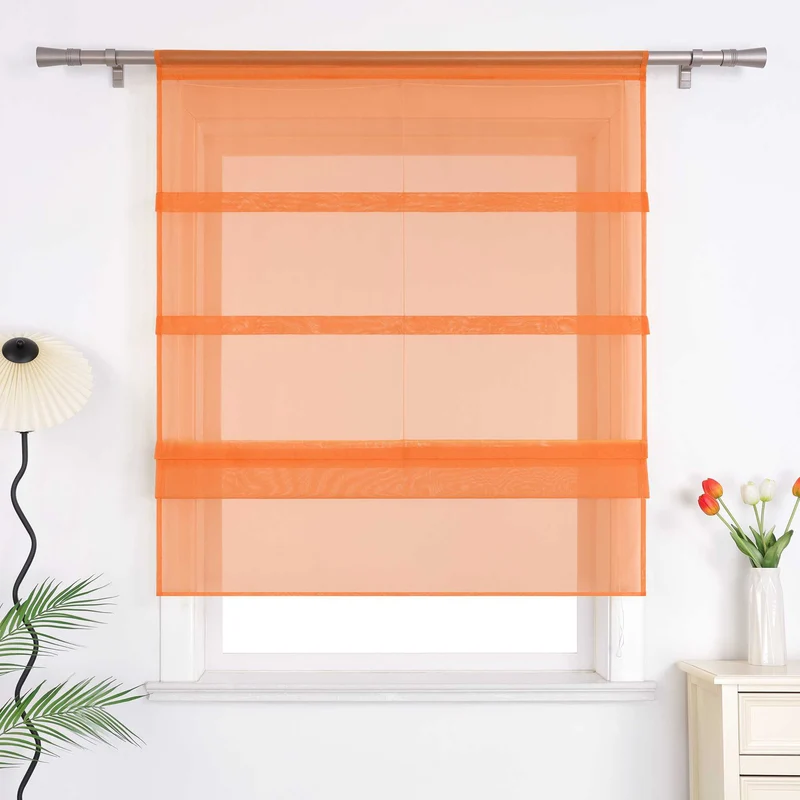 Rollo Voile Raffgardinen für Küche Transparent 1 Stück