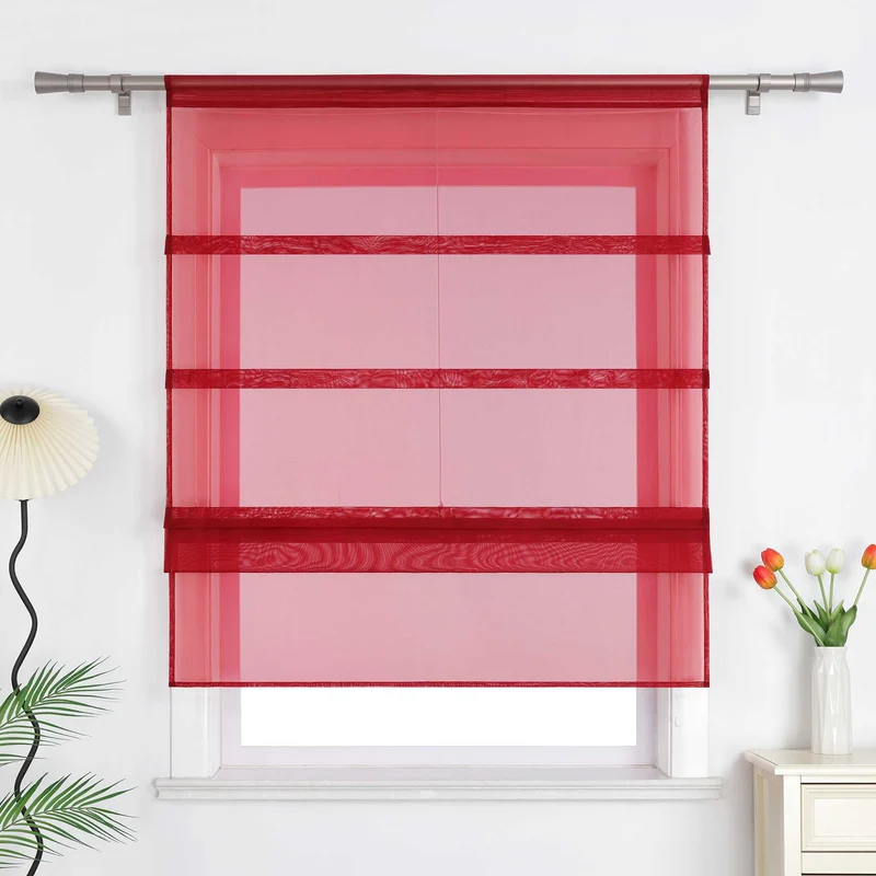Rollo Voile Raffgardinen für Küche Transparent 1 Stück
