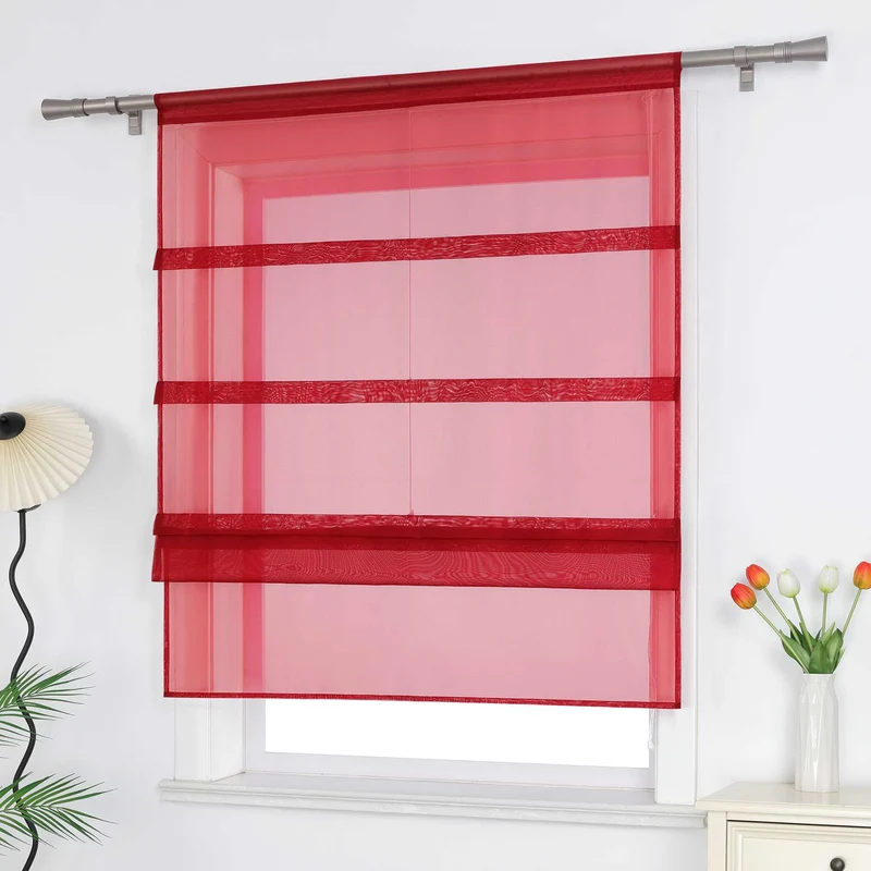 Rollo Voile Raffgardinen für Küche Transparent 1 Stück