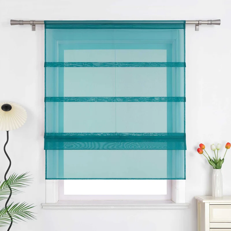 Rollo Voile Raffgardinen für Küche Transparent 1 Stück