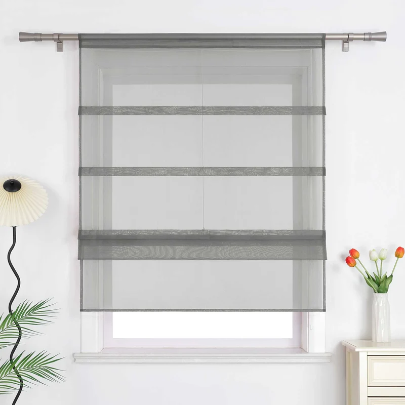 Rollo Voile Raffgardinen für Küche Transparent 1 Stück
