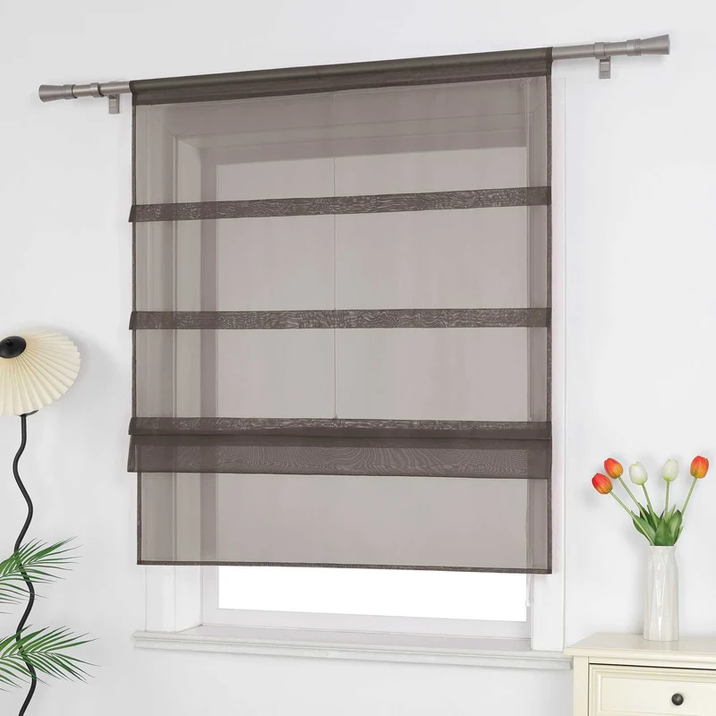 Rollo Voile Raffgardinen für Küche Transparent 1 Stück