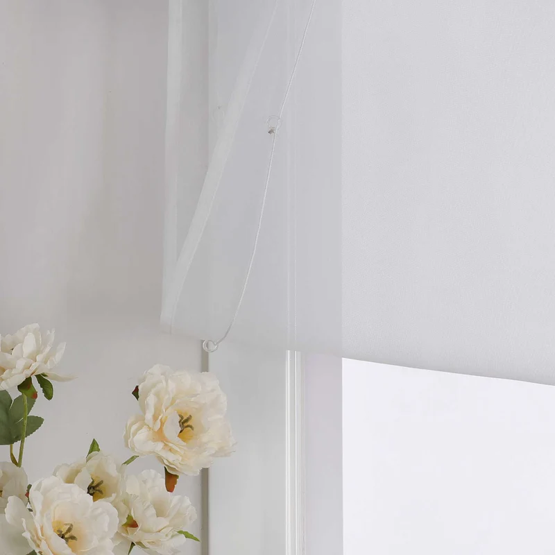 Rollo Voile Raffgardinen mit Schlaufenaufhängung und Blumenmuster Stickerei 1 Stück