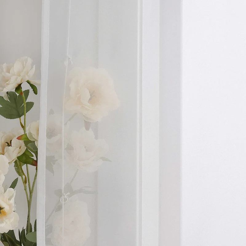 Rollo Voile Raffgardinen mit Schlaufenaufhängung und Blumenmuster Stickerei 1 Stück