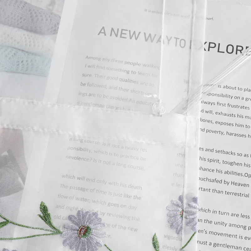 Rollo Voile Raffgardinen mit Schlaufenaufhängung und Blumenmuster Stickerei 1 Stück
