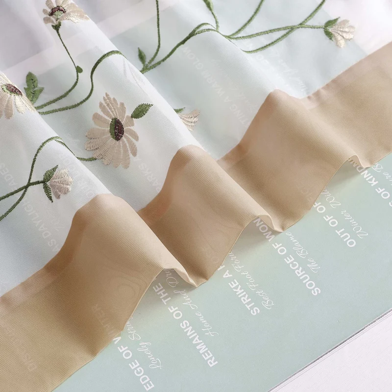 Rollo Voile Raffgardinen mit Schlaufenaufhängung und Blumenmuster Stickerei 1 Stück