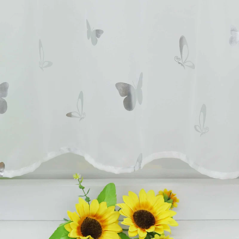 Scheibengardine mit Schmetterling Glanzdruck modern, kurz