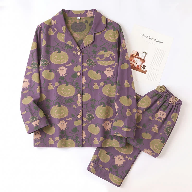 Verspieltes Halloween-Kürbis-Loungewear-Set