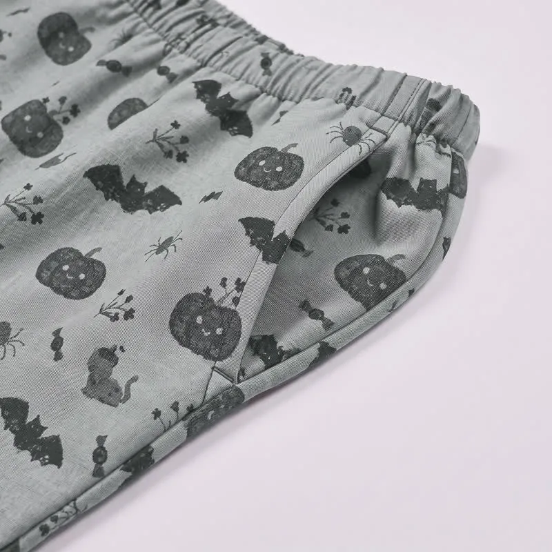 Halloween Kürbis Fledermaus Baumwollgaze Loungewear-Set