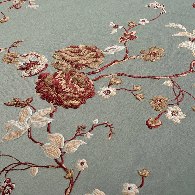 Satin Verdunkelungsvorhang mit Vintage-Blumen