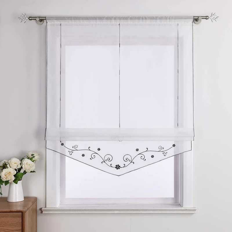 Rollo mit Blumenmuster Modern Transparent 1 Stück