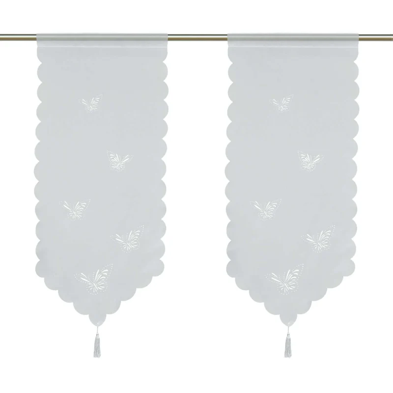 Scheibengardine mit Schmetterlingsdesign Dreiecksabschluss 1 Stück