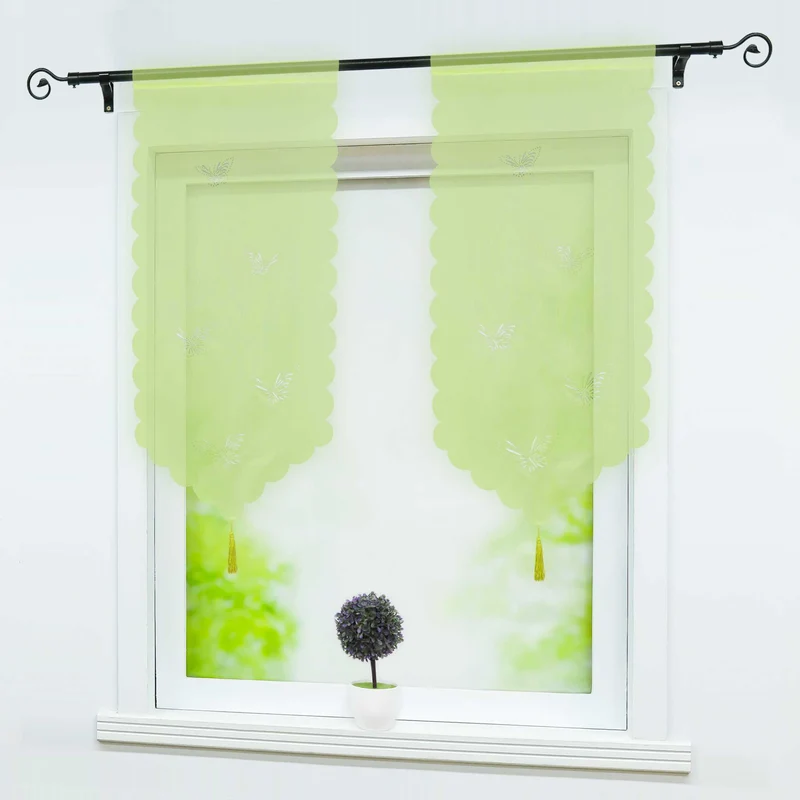 Scheibengardine mit Schmetterlingsdesign Dreiecksabschluss 1 Stück