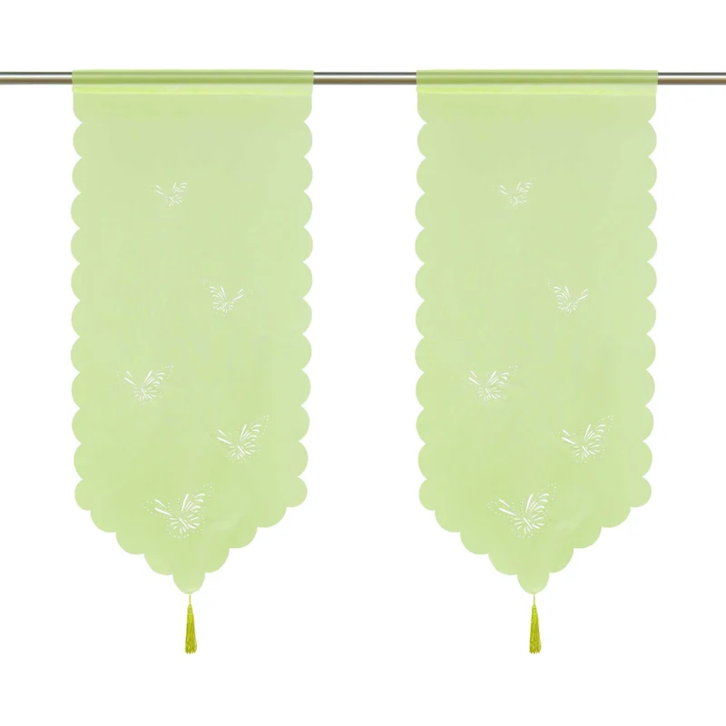 Scheibengardine mit Schmetterlingsdesign Dreiecksabschluss 1 Stück