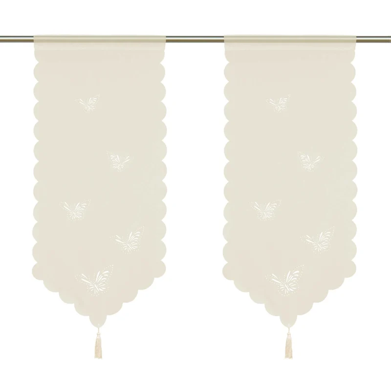 Scheibengardine mit Schmetterlingsdesign Dreiecksabschluss 1 Stück
