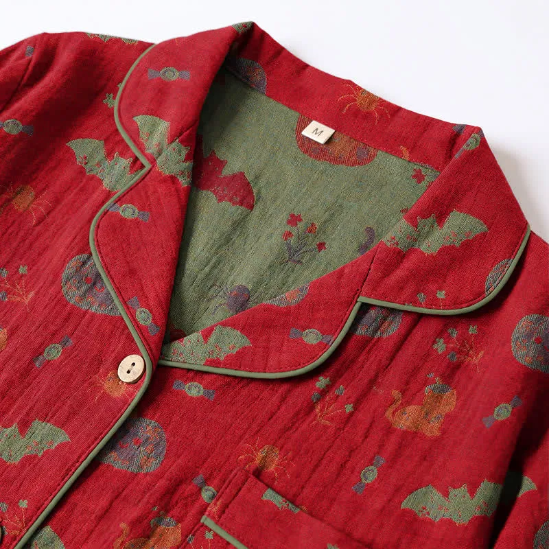 Halloween Kürbis Fledermaus Baumwoll-Loungewear-Set