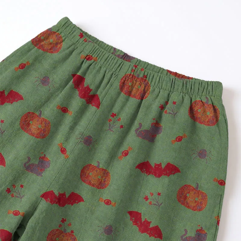 Halloween Kürbis Fledermaus Baumwoll-Loungewear-Set