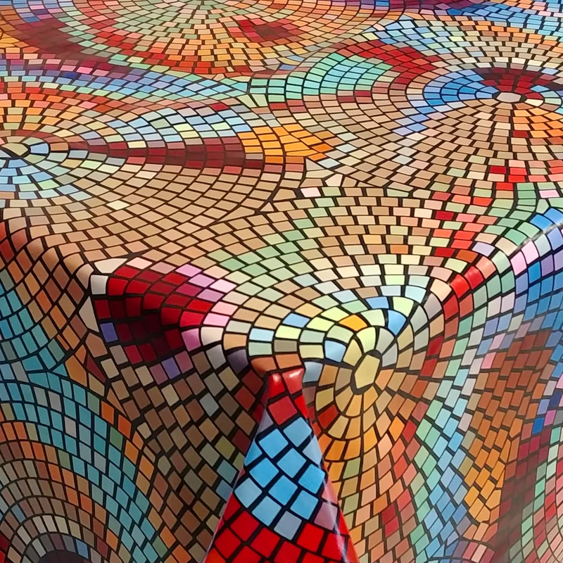 Wachstuch Mosaik Bunt Steine eckig