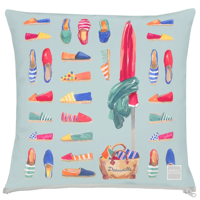 APELT 3908 Kissen aquarellierte Espandrillos mit Sonnenschirm Outdoor